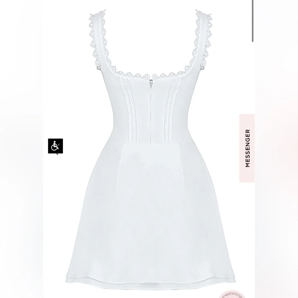 House Of CB White Tilly Pin Tuck Mini Dress feminine sexy girly fairy soft girl - Picture 13 of 16
